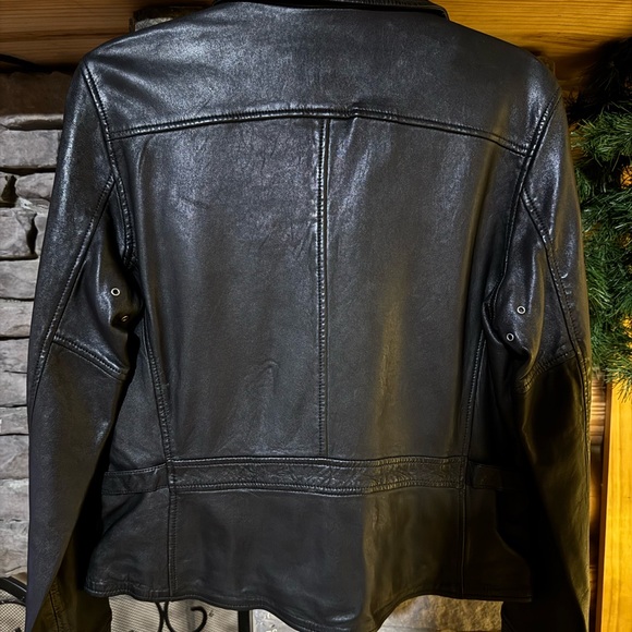 Authentic Polo Ralph Lauren Classic Black Leather Moto Jacket - Picture 9 of 10